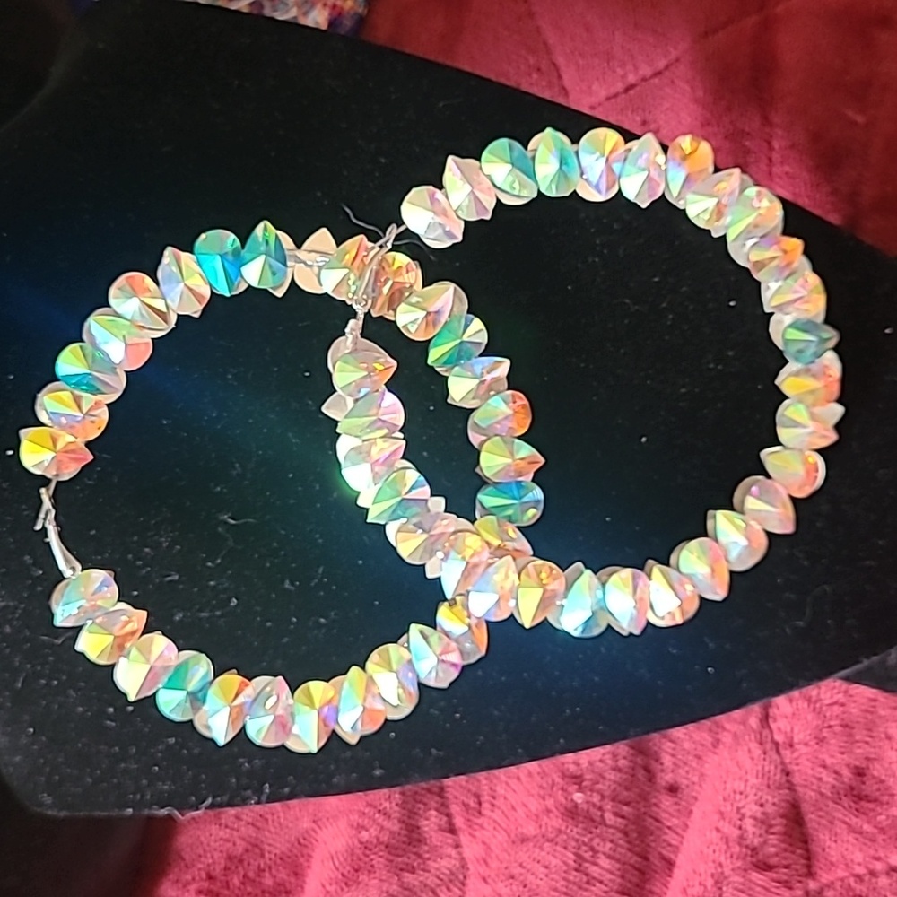 Handmade 4" Iridescent hoops